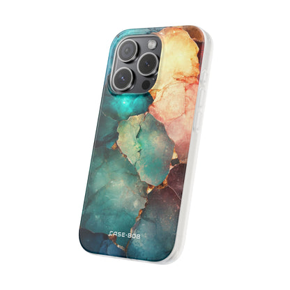 Teal Mosaic Veins iPhone 15 Pro Case - Soft