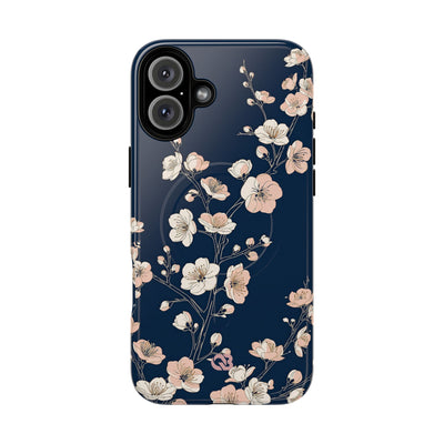 Blue Tough 2.0 Magsafe Phone Case for iPhone - Midnight Peach Sakura