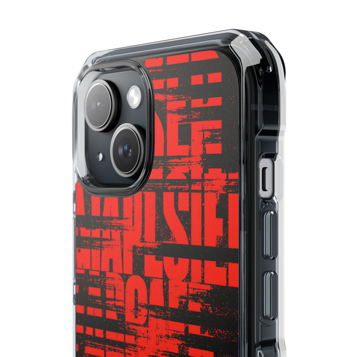 Crimson Redaction · Clear Impact Magnetic Phone Case for iPhone ·  Black
