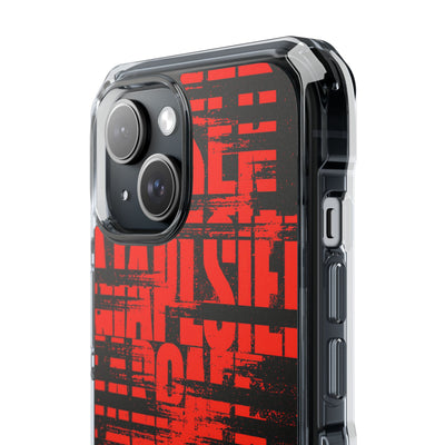 Crimson Redaction · Clear Impact Magnetic Phone Case for iPhone ·  Black