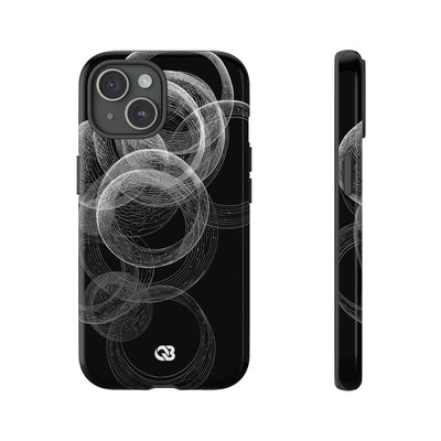 Black Tough Phone Case for iPhone - Kinetic Wireframe Orbit