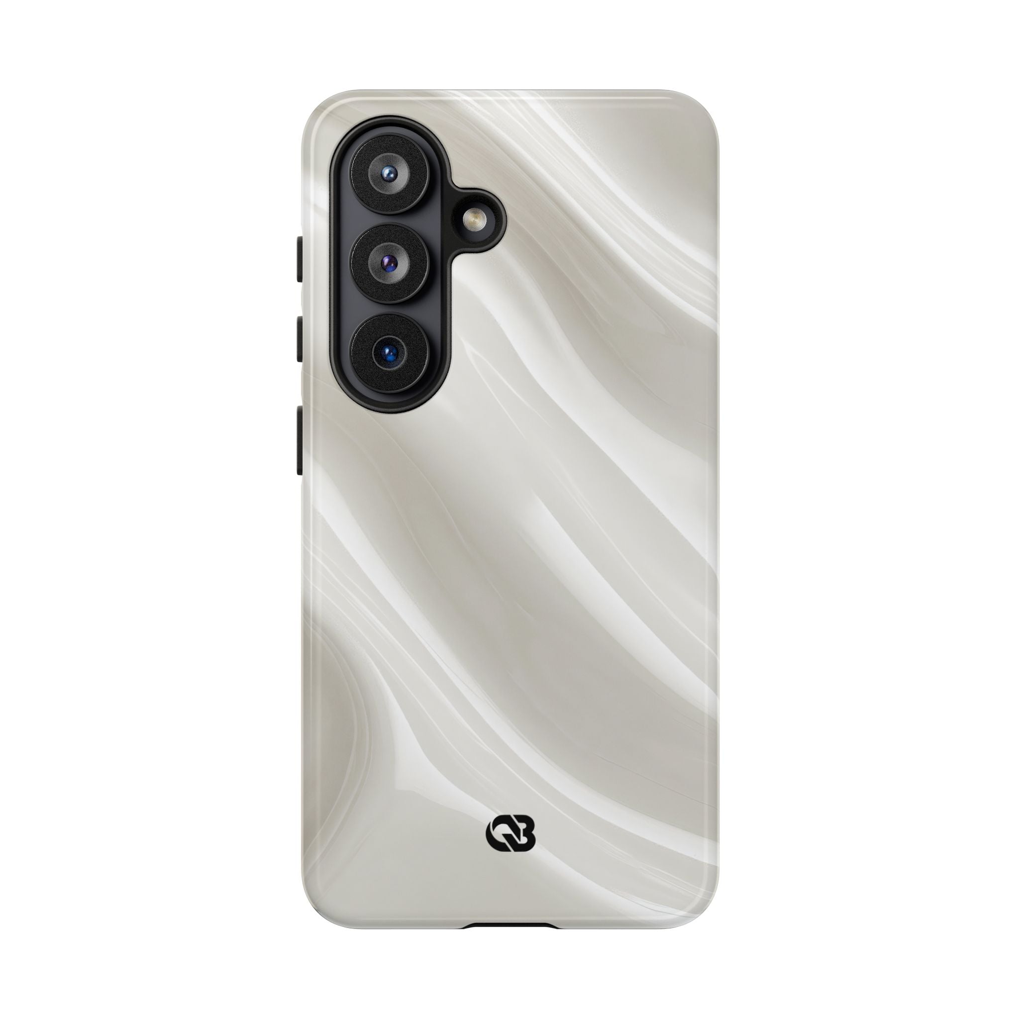 White Tough Phone Case for Samsung - Polished Ivory Wave