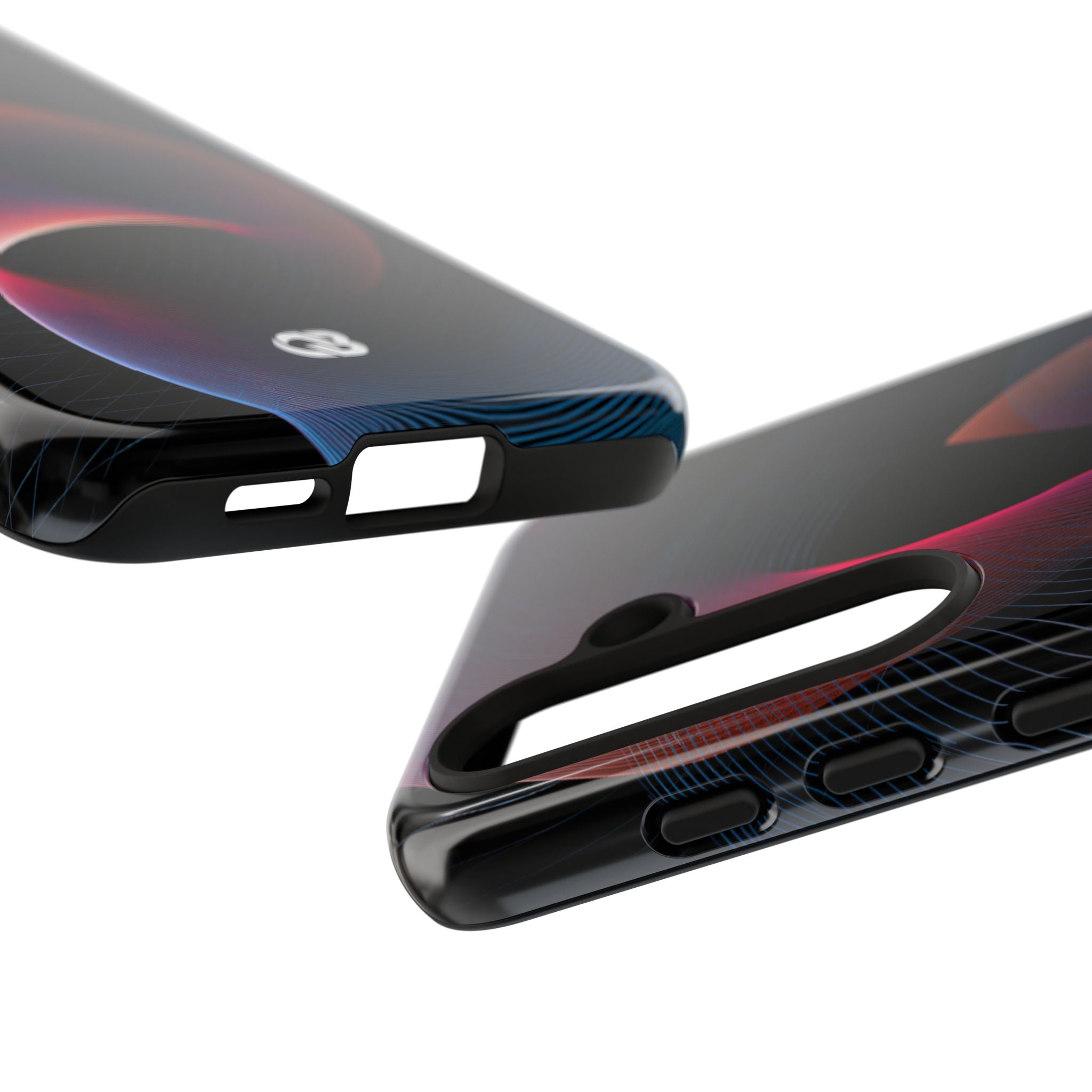 Black Tough Phone Case for Samsung - Cobalt Crimson Flux