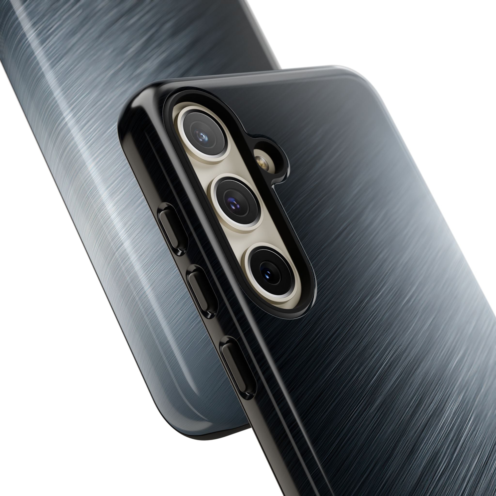 Grey Tough Phone Case for Samsung - Charcoal Brushed Steel