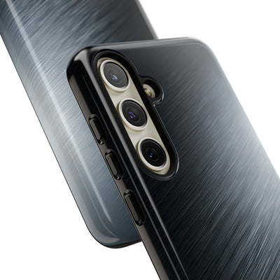 Grey Tough Phone Case for Samsung - Charcoal Brushed Steel