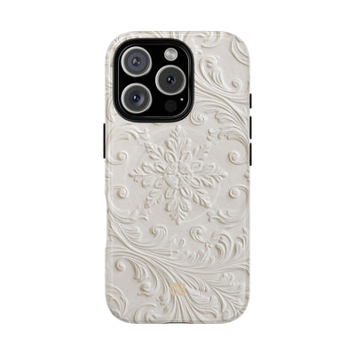 White Tough 2.0 Magsafe Phone Case for iPhone - Alabaster Floral Relief
