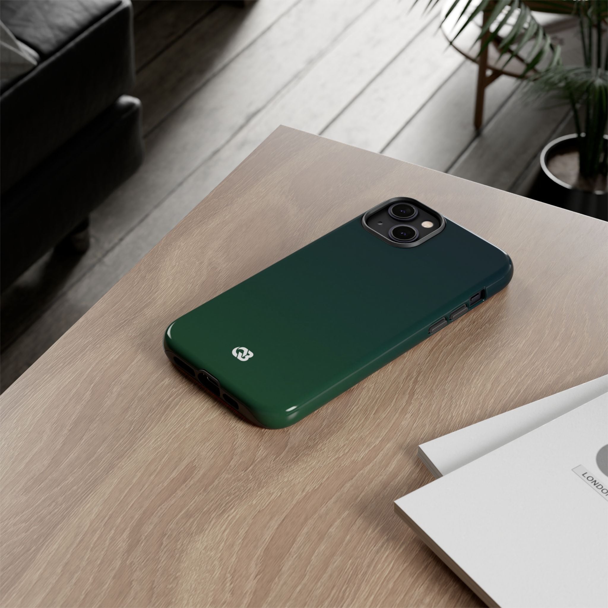 Green Tough Phone Case for iPhone - Midnight Pine Horizon