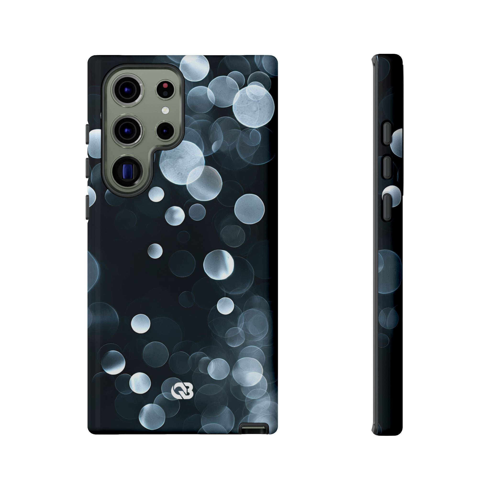 Black Tough Phone Case for Samsung - Silver Orbit Glow