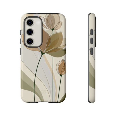 Beige Tough Phone Case for Samsung - Muted Ochre Petals