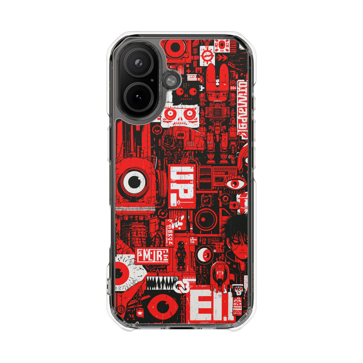 Neo Mecha Collage · Clear Impact Magnetic Phone Case for iPhone · Red