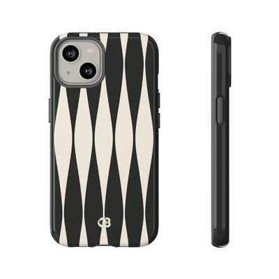 Black Tough Phone Case for iPhone - Ivory Spindle Grid