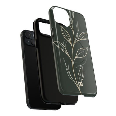 Minimal Botanical Stem · Tough 2.0 Magnetic Phone Case for iPhone · Green