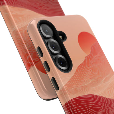 Red Tough Phone Case for Samsung - Crimson Ridge Lines