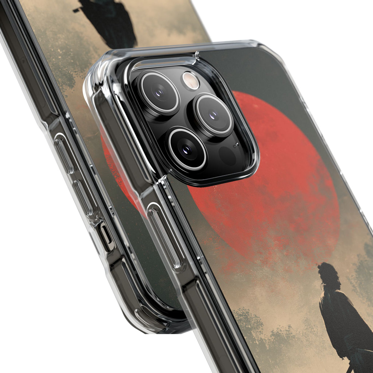 Crimson Moon Ronin · Clear Impact Magnetic Phone Case for iPhone · Red