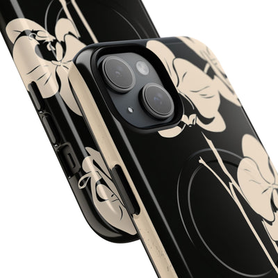 Black Tough 2.0 Magsafe Phone Case for iPhone - Obsidian Bone Orchid