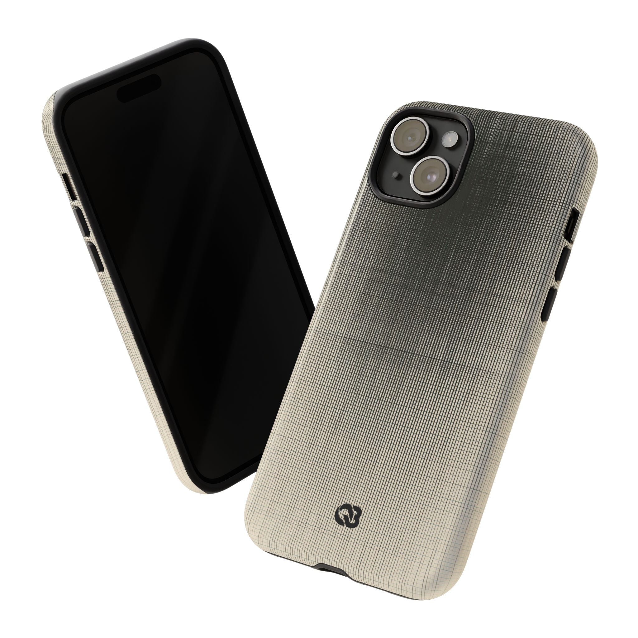 Beige Tough Phone Case for iPhone - Carbon Screen Grid