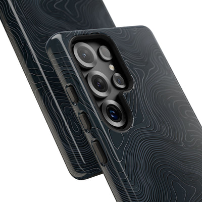 Black Tough Phone Case for Samsung - Obsidian Ridge Topo
