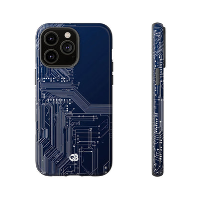Blue Tough Phone Case for iPhone - Cobalt Data Stream