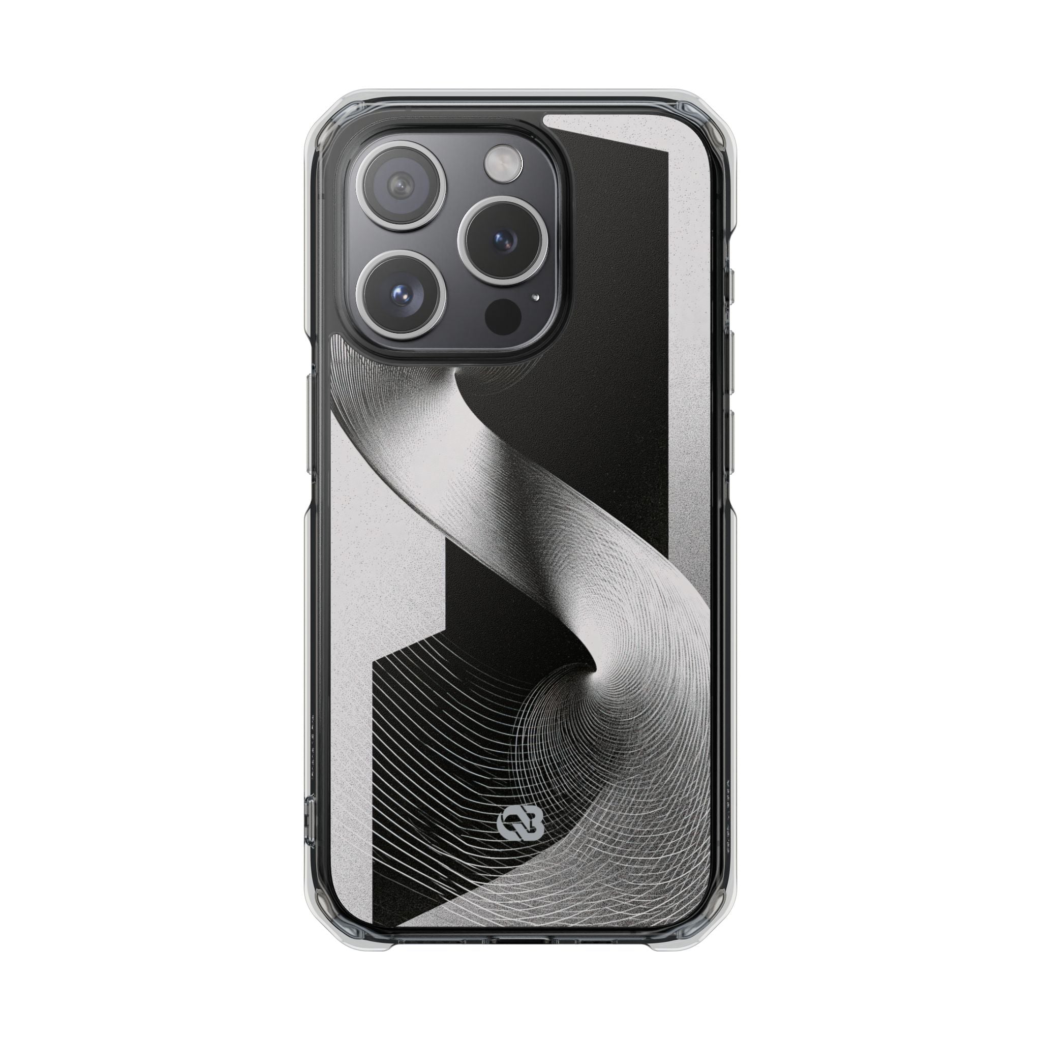 Grey Impact MagSafe Phone Case for iPhone - Obsidian Moiré Wave