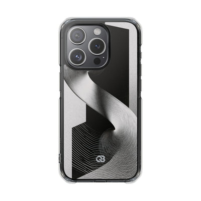 Grey Impact MagSafe Phone Case for iPhone - Obsidian Moiré Wave
