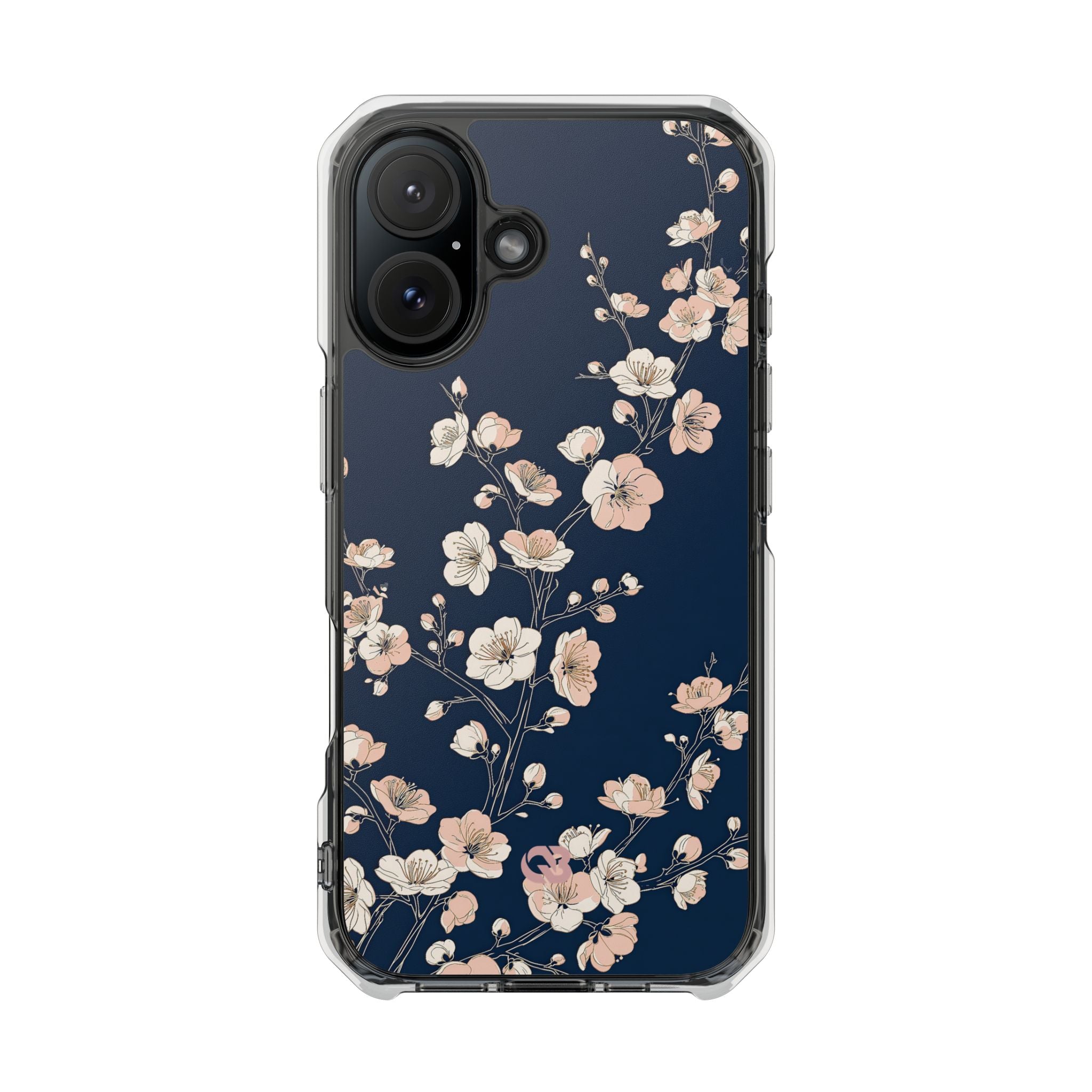 Blue Impact MagSafe Phone Case for iPhone - Midnight Peach Sakura