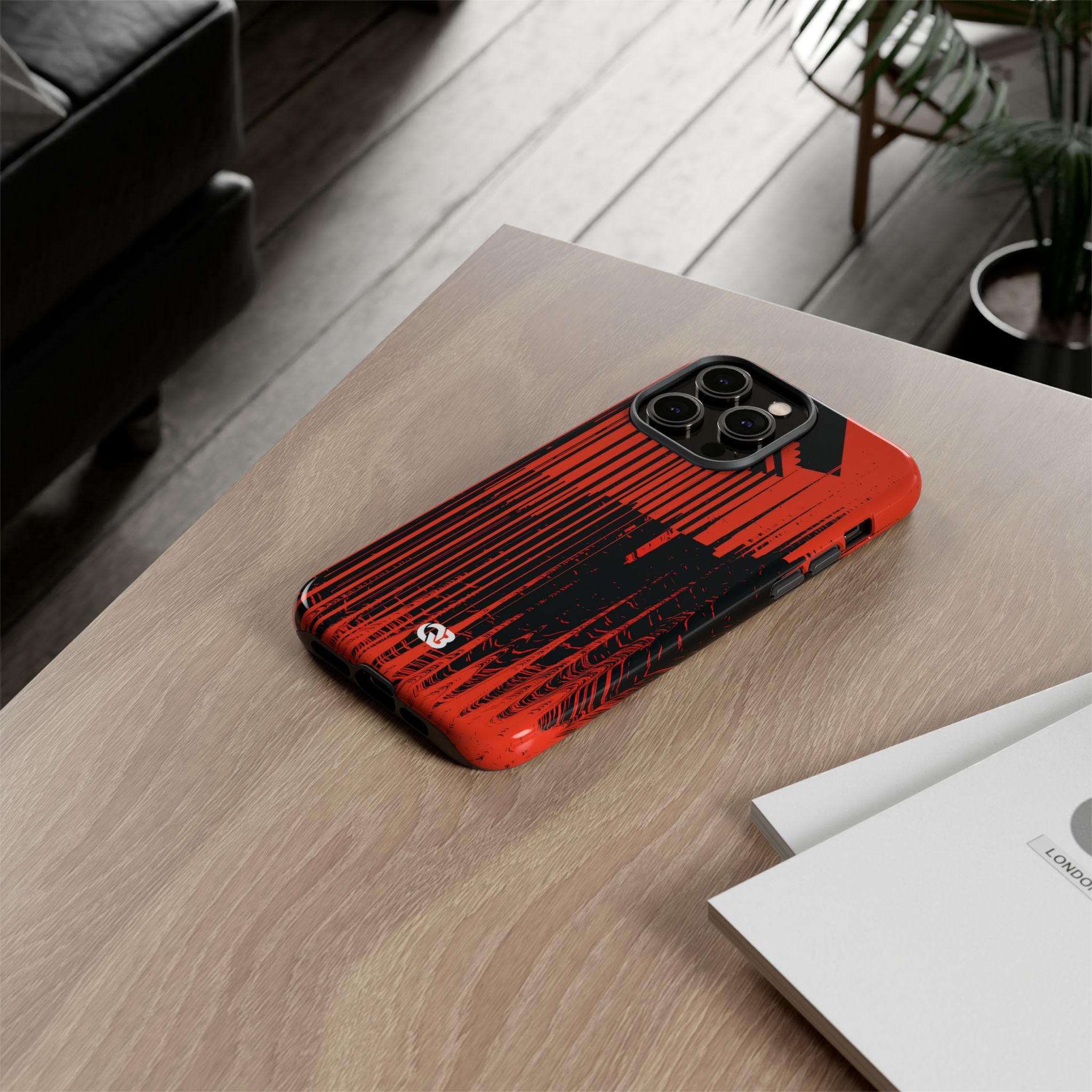 Red Tough Phone Case for iPhone - Crimson Brutalist Distortion