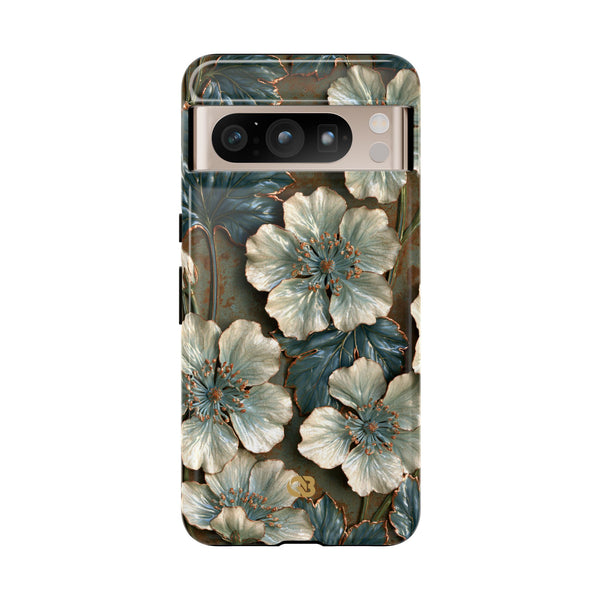 Gilded Blossom Reverie · Tough Phone Case for Pixel ·  Teal