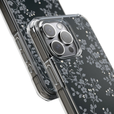 Black Impact MagSafe Phone Case for iPhone - Midnight Slate Blossom