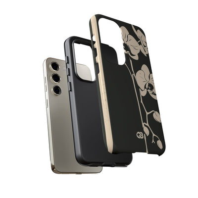 Black Tough Phone Case for Samsung - Obsidian Bone Orchid