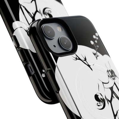 Black Tough 2.0 Magsafe Phone Case for iPhone - Lunar Orchid Grid