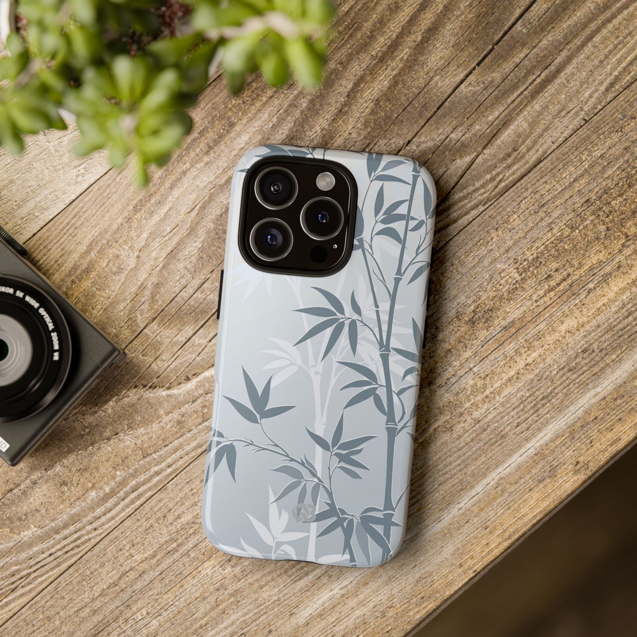 Blue Tough Phone Case for iPhone - Slate Bamboo Shadow