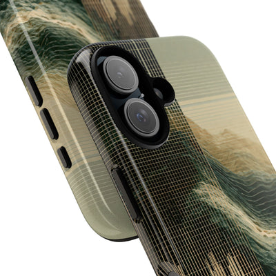 Beige Tough Phone Case for iPhone - Veridian Data Ridge