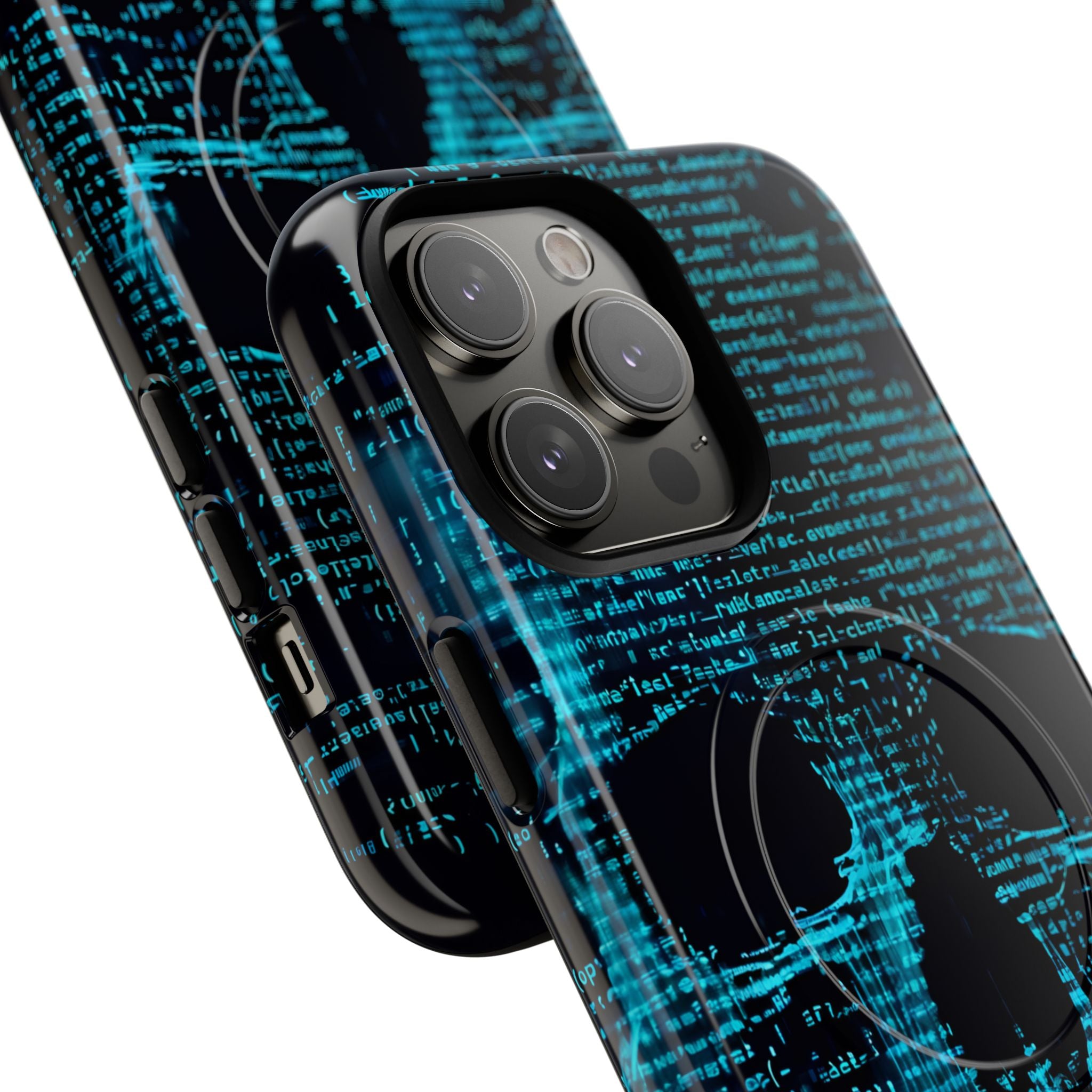 Cyan Glitch Skull · Tough+ Magsafe