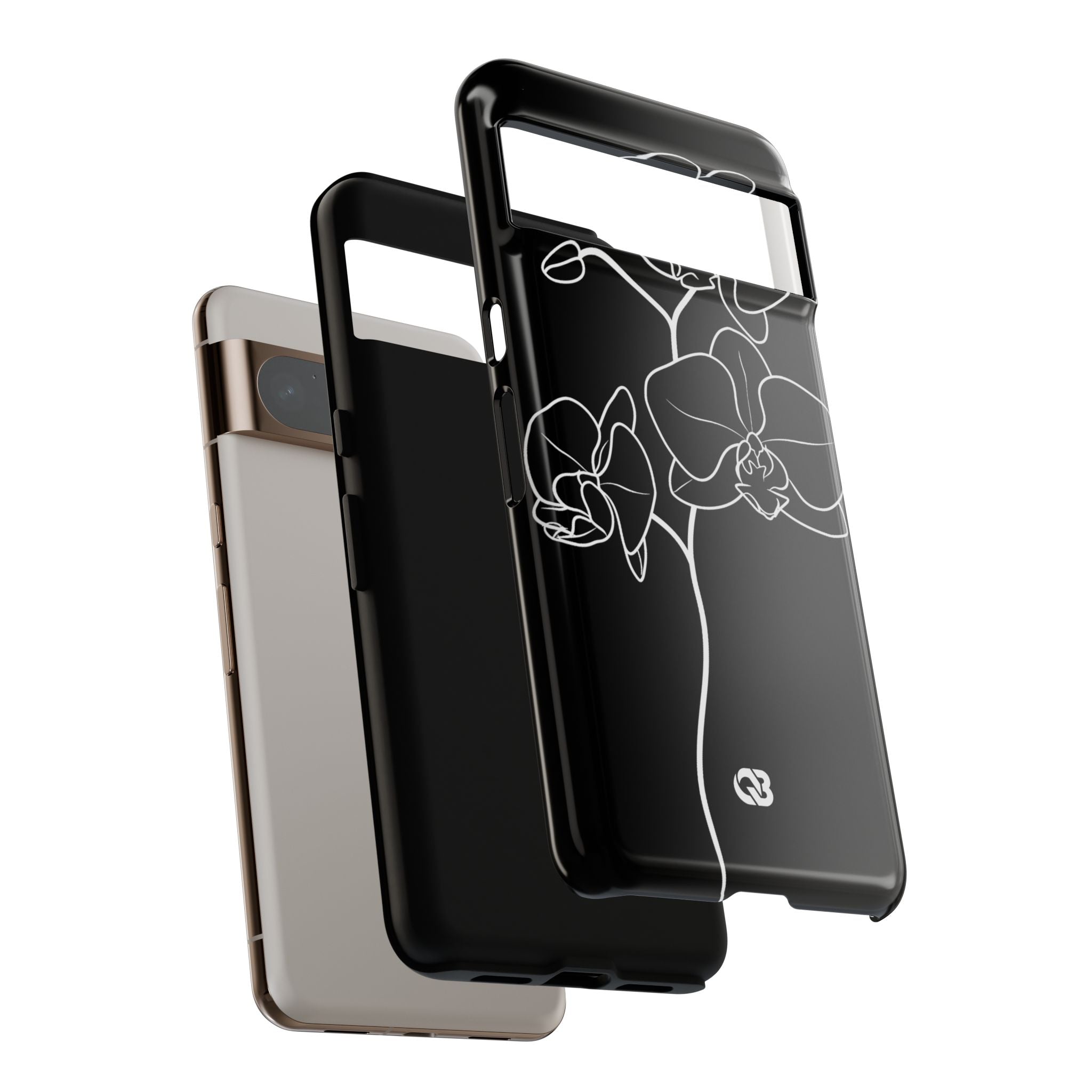 Black Tough Phone Case for Google Pixel - Noir Alabaster Orchid