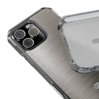Grey Impact MagSafe Phone Case for iPhone - Brushed Industrial Steel