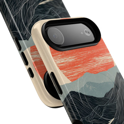 Beige Tough 2.0 Magsafe Phone Case for iPhone - Crimson Ridge Flow