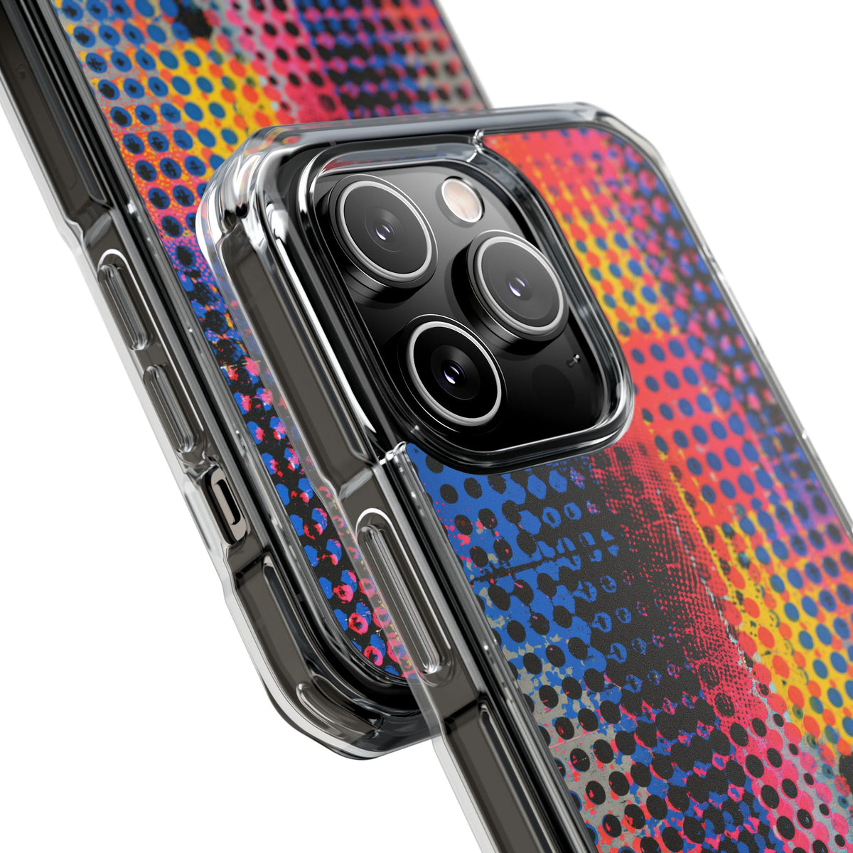 Chromatic Halftone Grid · Clear Impact Magnetic Phone Case for iPhone ·  Blue