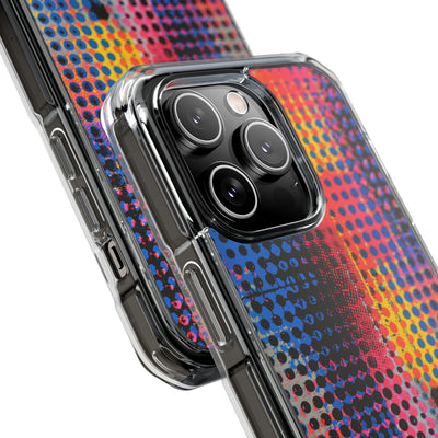 Chromatic Halftone Grid · Clear Impact Magnetic Phone Case for iPhone ·  Blue