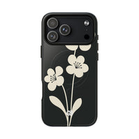 Black Tough 2.0 Magsafe Phone Case for iPhone - Obsidian Cream Bloom