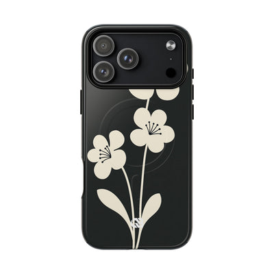 Black Tough 2.0 Magsafe Phone Case for iPhone - Obsidian Cream Bloom