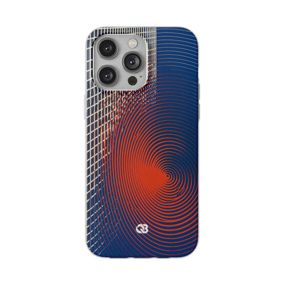 Blue Lite Phone Case for iPhone - Orange Orbit Grid