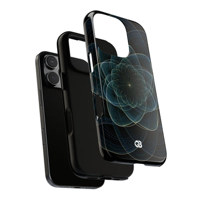Blue Tough Phone Case for iPhone - Celestial Wireframe Bloom