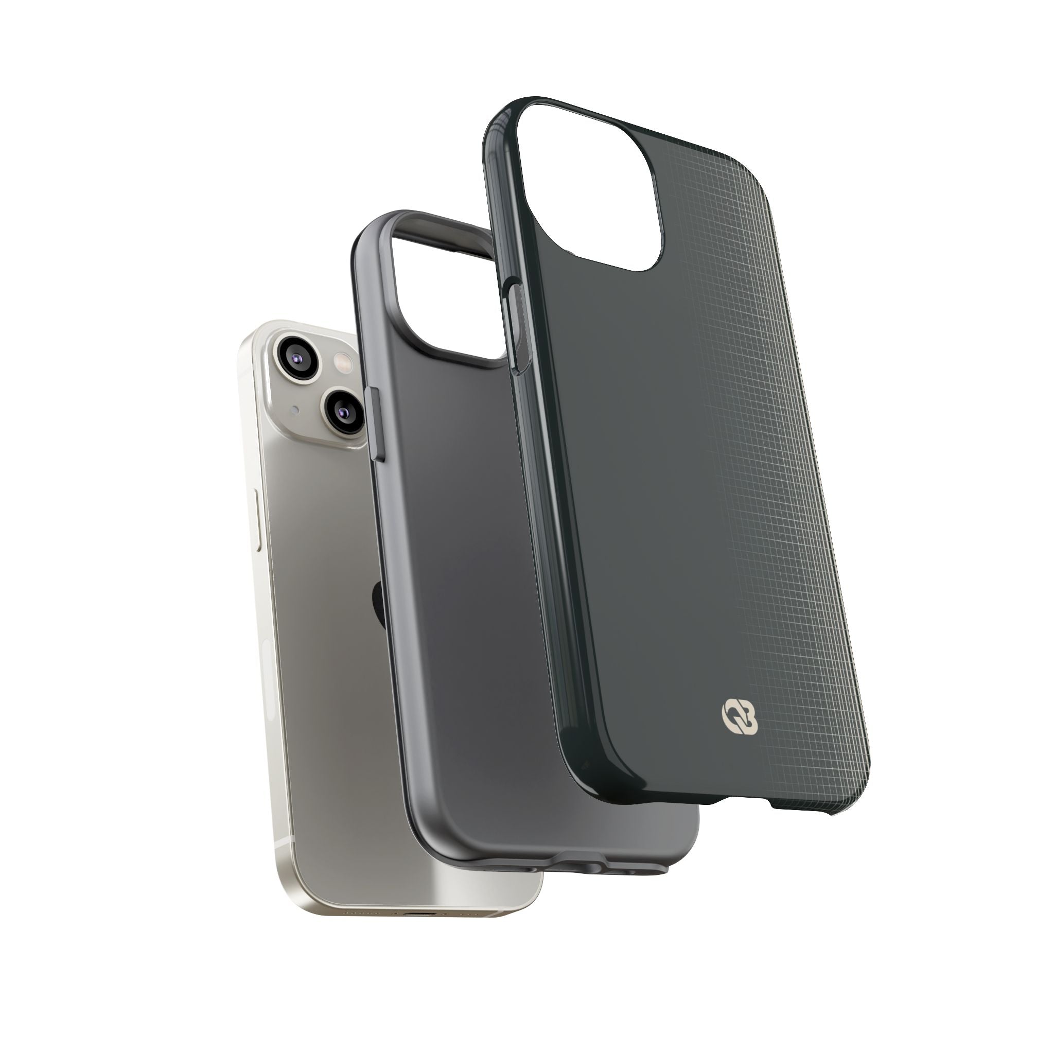 Grey Tough Phone Case for iPhone - Charcoal Tech Grid