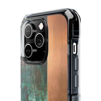 Oxidized Copper Patina · Clear Impact Magnetic Phone Case for iPhone ·  Green