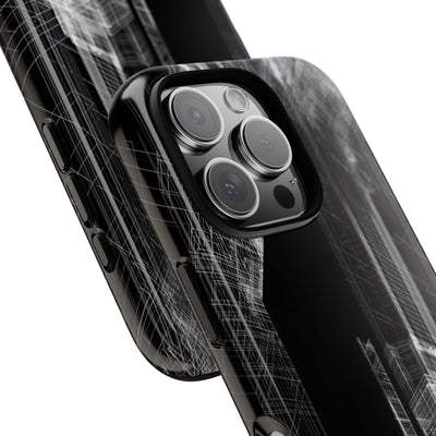 Black Tough Phone Case for iPhone - Ghost Urban Wireframe