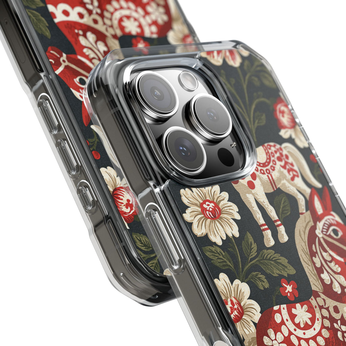 Nordic Dala Meadow · Clear Impact Magnetic Phone Case for iPhone · Red