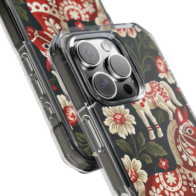 Nordic Dala Meadow · Clear Impact Magnetic Phone Case for iPhone · Red
