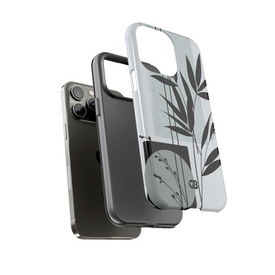 Grey Tough Phone Case for iPhone - Sage Bamboo Noir