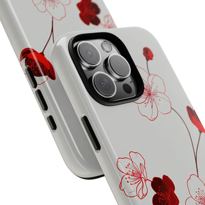 Red Tough Phone Case for iPhone - Kyoto Ember Bloom