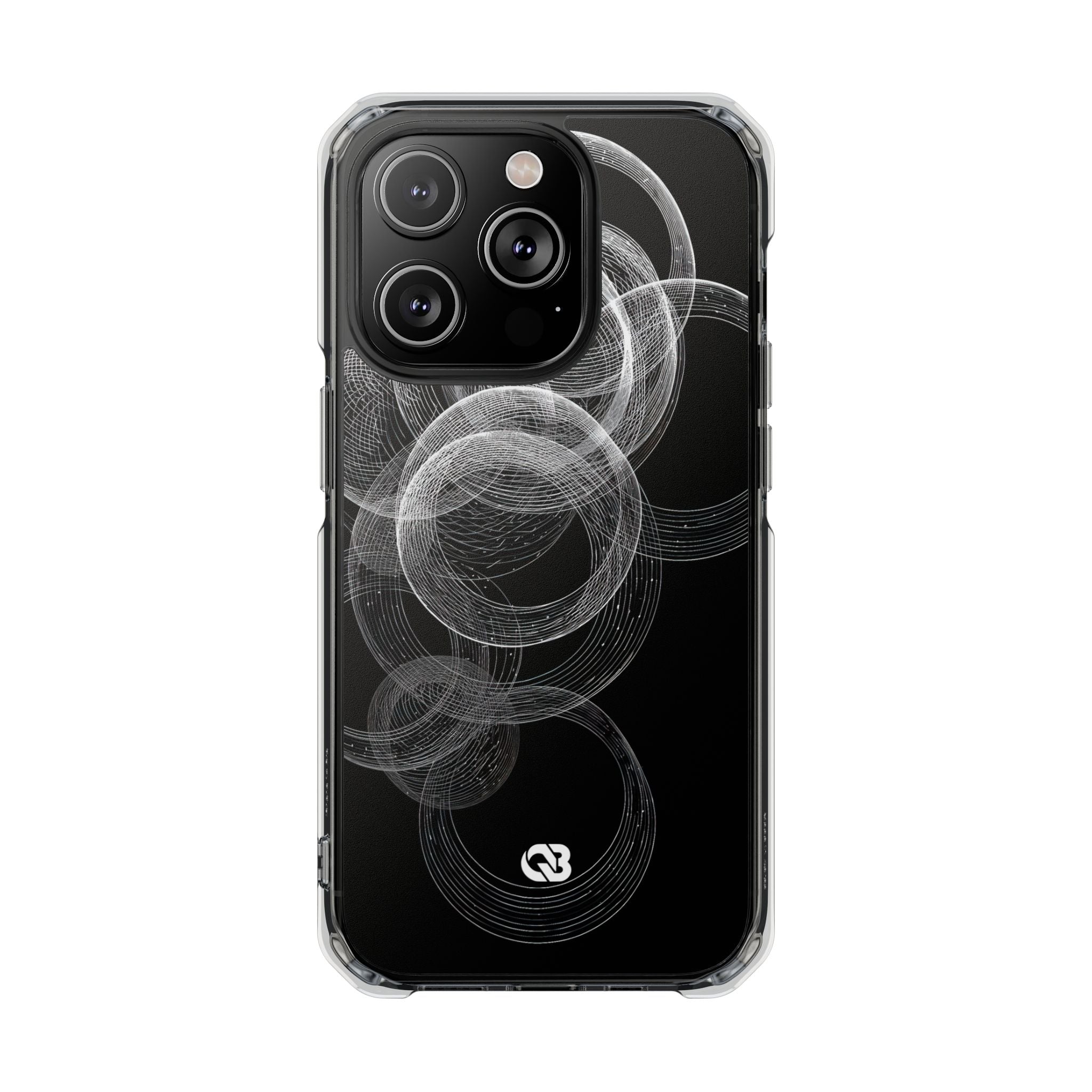 Black Impact MagSafe Phone Case for iPhone - Kinetic Wireframe Orbit